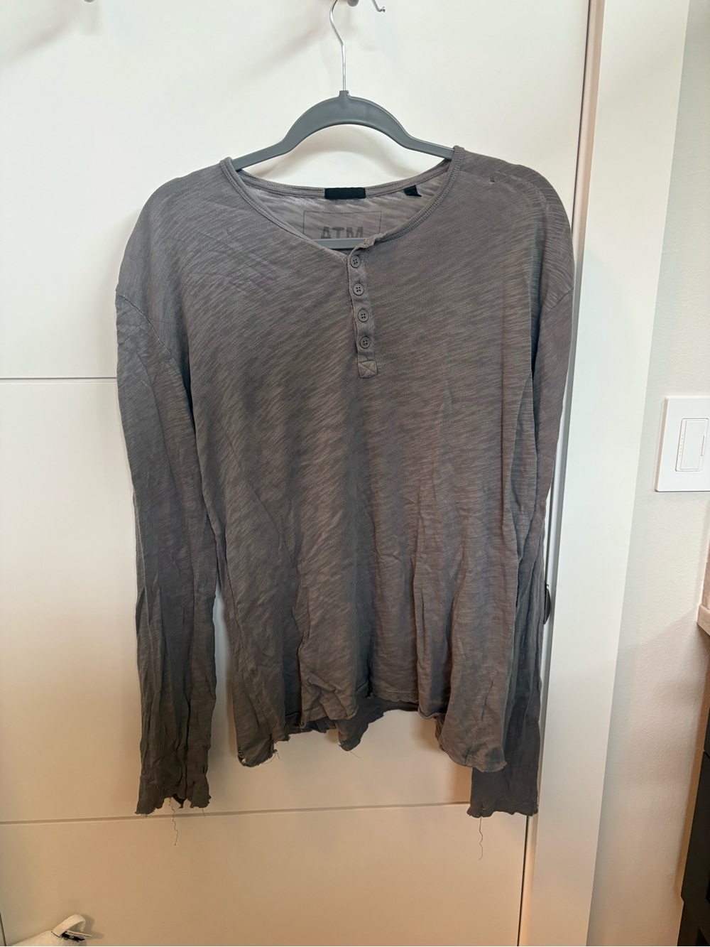 ATM Anthony Thomas Melillo Men's Washed Gray Long-Sleeve Henley